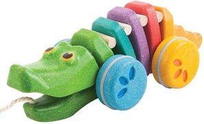 Plantoys Plan Toys Houten Trekfiguur - Dansende Regenboog Krokodil