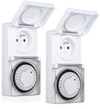 Benson Programmeerbare Tijdklok - 2x - 24-uurs - IP44 - tijdschakelaar stekkerdoos - voor binnen/buiten