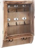 Atmosphera Sleutelkastje - hout/glas - naturel - 27 x 9 x 38 cm - voor 10 sleutels