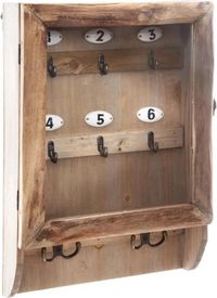 Atmosphera Sleutelkastje - hout/glas - naturel - 27 x 9 x 38 cm - voor 10 sleutels