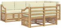 vidaXL - Buiten - bank - set - 7 - st - Wit - en - crèmekleurig - Polyester