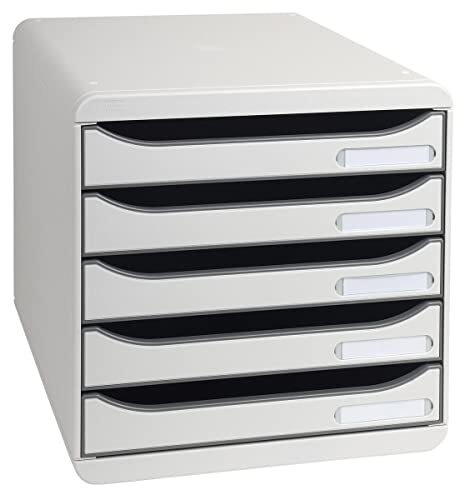 Exacompta Exacompta - ref. 309740D - Ladebox - Bureau - kantoor BIG BOX PLUS met 5 laden voor A4+ documenten - Afmetingen: Diepte 34,7 x Breedte 27,8 x Hoogte 27,1cm - Lichtgrijs