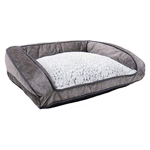 Rosewood Medium Dog Bed - Machine Washable - Soft Fleece - Faux Suede - Grey - 68cm