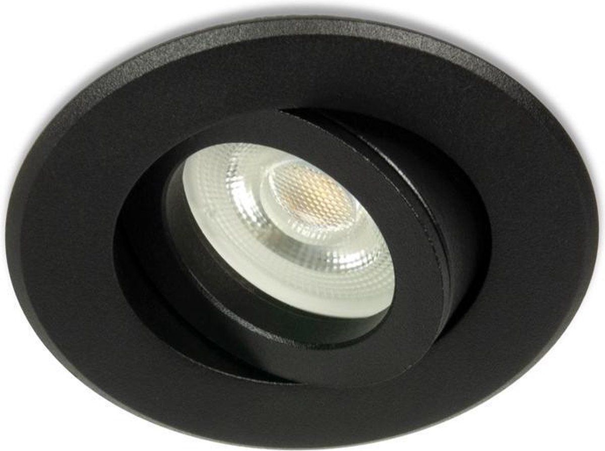 Integral LED Milad Inbouwspot - Rond Zwart - Koel Wit - Niet Dimbaar - 3.4W