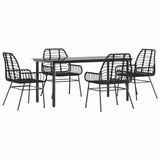 vidaXL 5-delige Tuinset Poly Rattan Glas Zwart