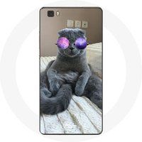 Maniacase Etui voor Huawei P8 Lite kat met paarse bril