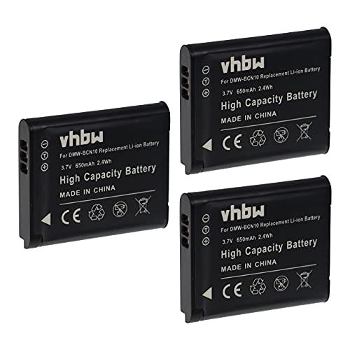 VHBW 3X batterijvervanging voor Leica BP-DC14, BP-DC14E voor camera Digicam DSLR (650mAh, 3,7V, Li-Ion)