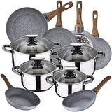 Kookset SAN IGNACIO Kookset 8-delig Dina, roestvrij staal, met pannenset (18/20/22/24/26/28 cm) Daihoning, van gesmeed aluminium