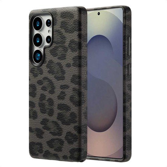 Selencia Sabi Backcover Panterprint met MagSafe voor de Samsung Galaxy S25 Ultra - Midnight Black