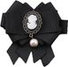 Victoriaanse Lady Cameo Faux Parel Dangle Pins Clip Tie Kraag Sieraden Mode Accessoires Pour Femmes Cadeaux avec Grand Noeud Ruban