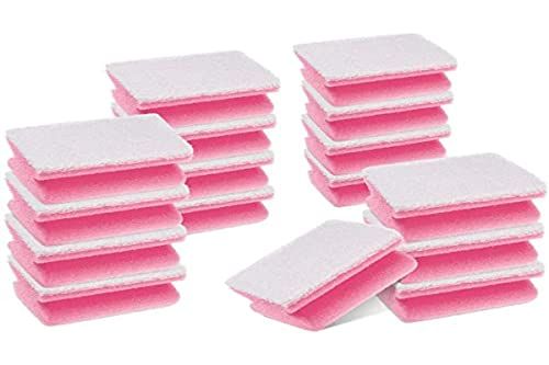 Scotch-Brite Badsponsje, 16 stuks, krasschuursponsje voor het reinigen van badkameroppervlakken zoals glas, chroom of keramiek, wit