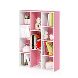 Furinno LUDER 11-kubus-draaiplank, boekenkast, wit/roze