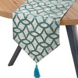 DRW Tafelloper polyester blauw 30 x 1 x 180 cm