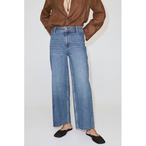 Mango medium blue wide leg jeans
