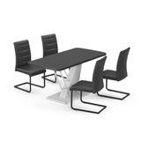 Vicco Eettafel set Fenaro Zwart/Wit 120 x 80 cm met 4 eetkamerstoelen, zwart