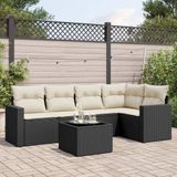 Maison Exclusive - Ensemble de meubles de jardin 6 pièces avec canapé et coussins, noir, en polyrotin