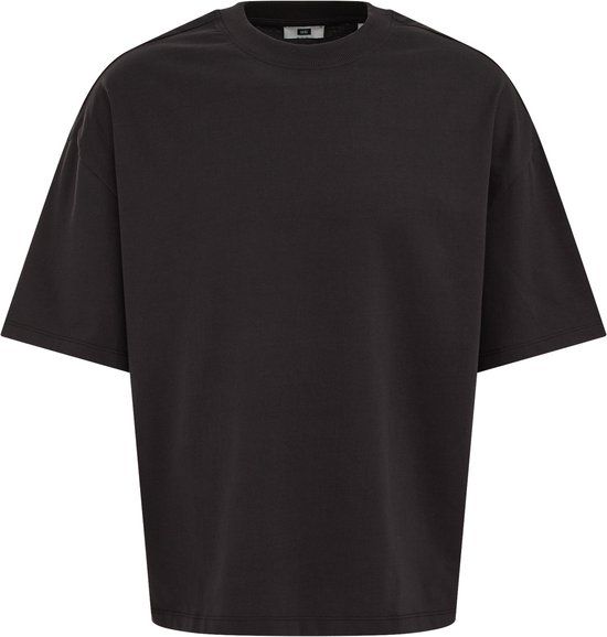 WE Fashion Heren boxy fit T-shirt Zwart Katoen XL