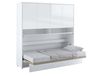 CONCEPTION PRO Lit mural escamotable 90x200 cm blanc/blanc brillant (horizontal) avec surmeuble et matelas