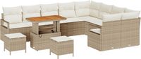 vidaXL Tuinbank Set Beige Polyrattan