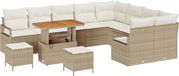 vidaXL Tuinbank Set Beige Polyrattan