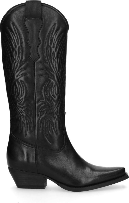 Sacha Dames Zwarte Leren Cowboylaarzen Maat 40