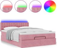vidaXL Lit plateforme avec matelas et LED 140x190cm velours rose