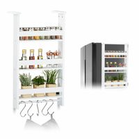 Relaxdays Étagère de rangement pour réfrigérateur - Étagère de cuisine - Étagère suspendue - Blanc/Argent
