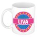 Bellatio Decorations - Liva voornaam - koffiemok - beker - wit/roze - 300 ml