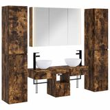 vidaXL Badkamermeubel Set 6 stuks Gerookt eiken Bewerkt hout en glas
