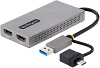 StarTech.com USB naar HDMI Adapter - USB 3.0 naar Dual HDMI - 4K30Hz & 1080p - USB-A/C - 11cm - Grijs