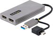StarTech.com USB naar HDMI Adapter - USB 3.0 naar Dual HDMI - 4K30Hz & 1080p - USB-A/C - 11cm - Grijs