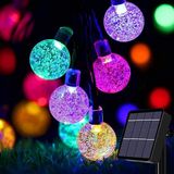 Merkloos Kerstverlichting 24Ft 50 LED Solar String Lights Waterdichte Crystal Globe Indoor-Outdoor Fairy Lights voor Thuis Tuin Feest Kerstmis Festival - Kleurrijk