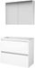 Basic-Line Comfort 39 Badkamermeubelset - Ondiep - 80 x 39 cm - Greeploos - 2 Lades - Acryl Wastafel - Zonder Kraangat - Spiegelkast - Ice White
