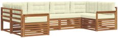 vidaXL - Hoek loungeset - 6 zitplaatsen - Massief Acacia Hout - Natuurlijk en Crème