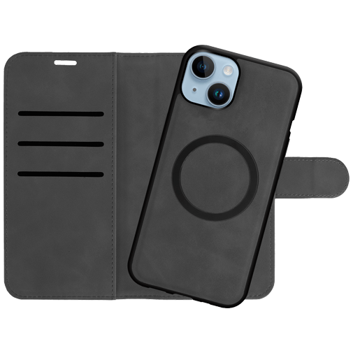 Just in Case Uitneembare PU-leer Book Case Zwart Apple iPhone 15 Plus