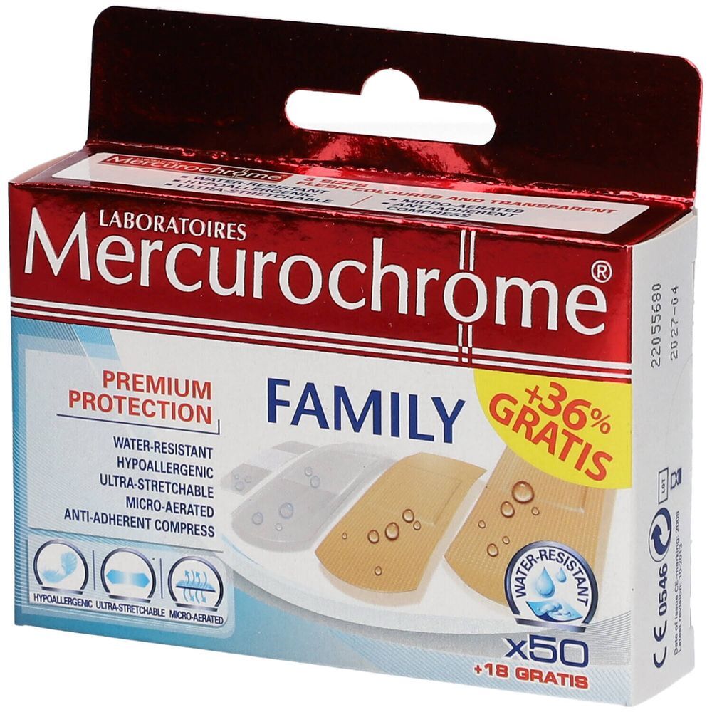 Mercurochrome® Mercurochrome Familiepleisters 50+18 st