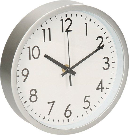 Ronde Keukenklok - 20 cm - Zilver - Modern Design