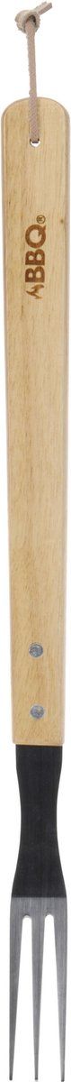 BBQ collection RVS Vlees vork met houten handvat 46 cm - Zilver