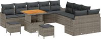 vidaXL Tuinbank - Set - 13 - st - Grijs - poly - rattan
