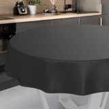 Afwasbaar Wasdoek Tafelkleed, Afwasbaar Tafelzeil, Tuintafelkleed voor Binnen en Buiten, Rond, 100 cm, met Zoom, Zwart
