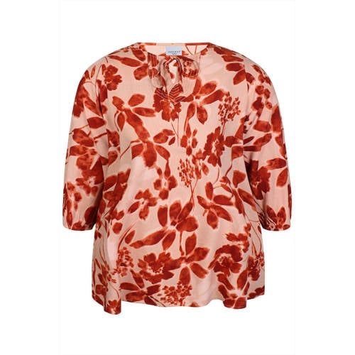 Zhenzi Red Floral Plus Size Top