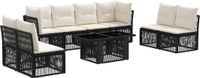vidaXL Tuinbank Set 9 st Zwart Polyrattan