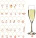 Anneaux de verre à vin - Lot de 30 - Marqueurs de verre à pied pour verre à vin - Décoration de fête - Étiquettes de verre à vin pour cocktails et champagne - Rose