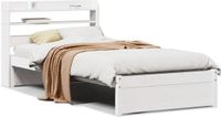 vidaXL Bedframe met hoofdbord massief grenenhout wit 75x190 cm