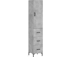 vidaXL Hoge kast - 34,5x34x180 cm - bewerkt hout - betongrijs
