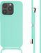 iMoshion Hoesje iPhone 15 Pro - Siliconen Back Cover met Koord - Mintgroen