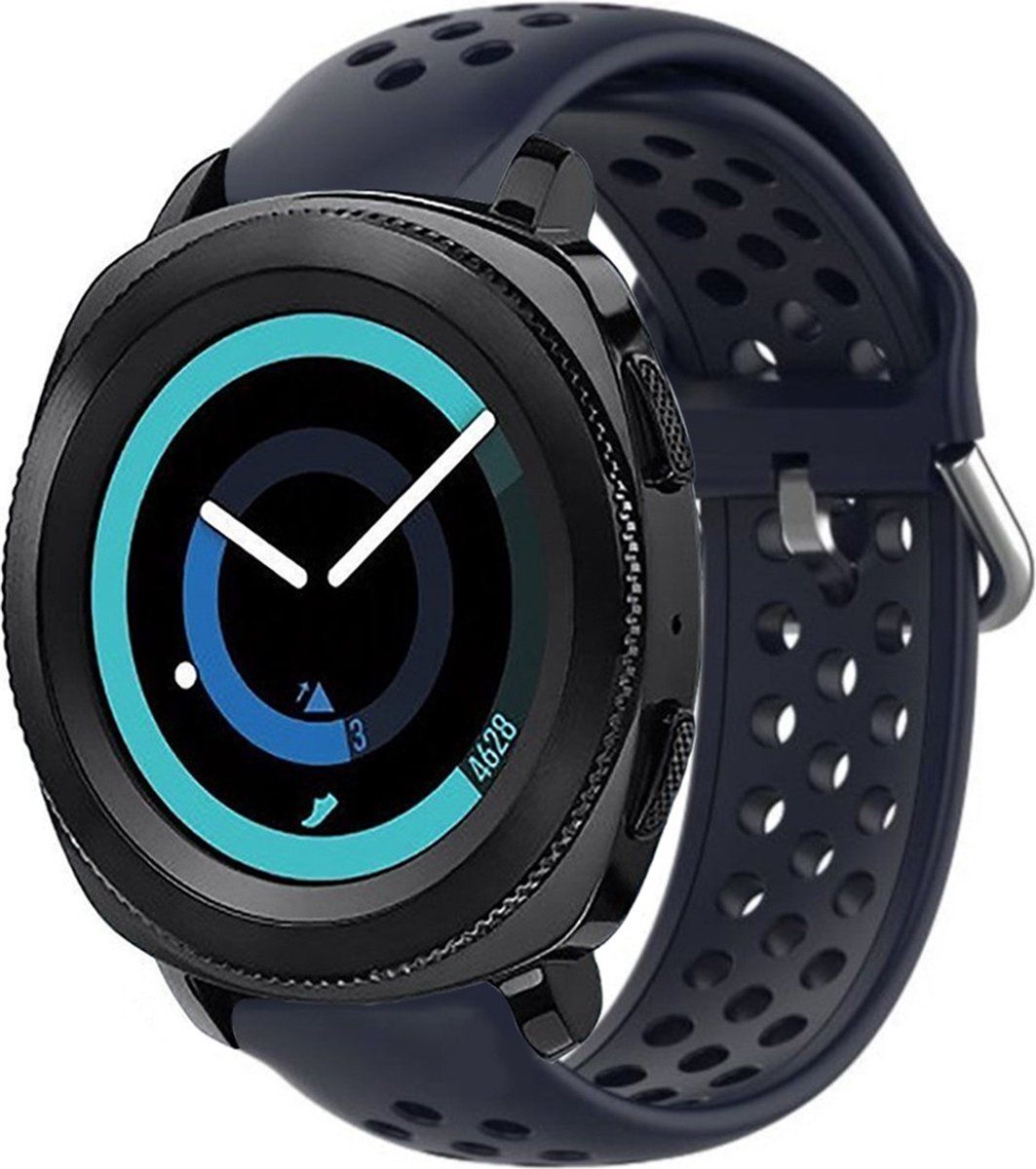 Strap-it Samsung Gear Sport siliconen bandje met gaatjes - donkerblauw