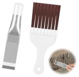 Brosse de nettoyage pour condenseur - Peigne à ailettes - Acier inoxydable - Jeu de 2 pièces