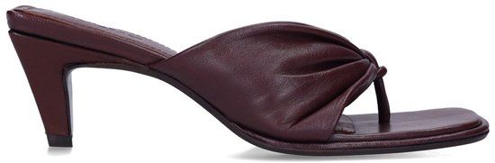 Sacha - Dames - Bordeaux leren slippers met hak - Maat 40