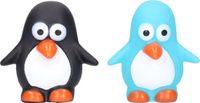 Merkloos Pinguin/badeendjes - rubber - 2 stuks - zwart en blauw - 6 cm - bad speelgoed